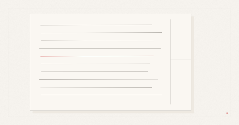 Cette illustration abstraite montre une carte ivoire à lignes grises, traversées par une ligne rouge.