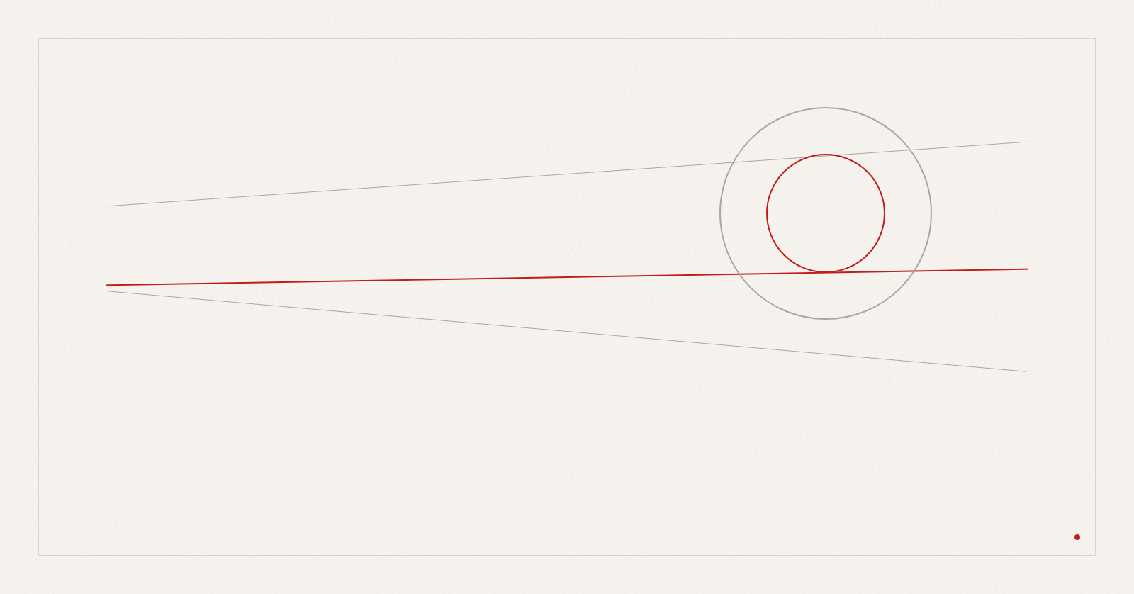 Cette illustration abstraite montre des filets gris et un fil rouge sur un fond ivoire.