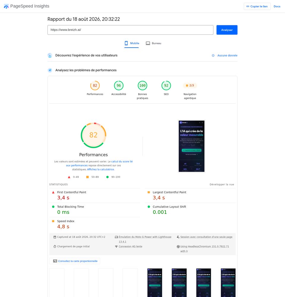 PageSpeed Insights capture of 2026-08-18 for Breizh AI