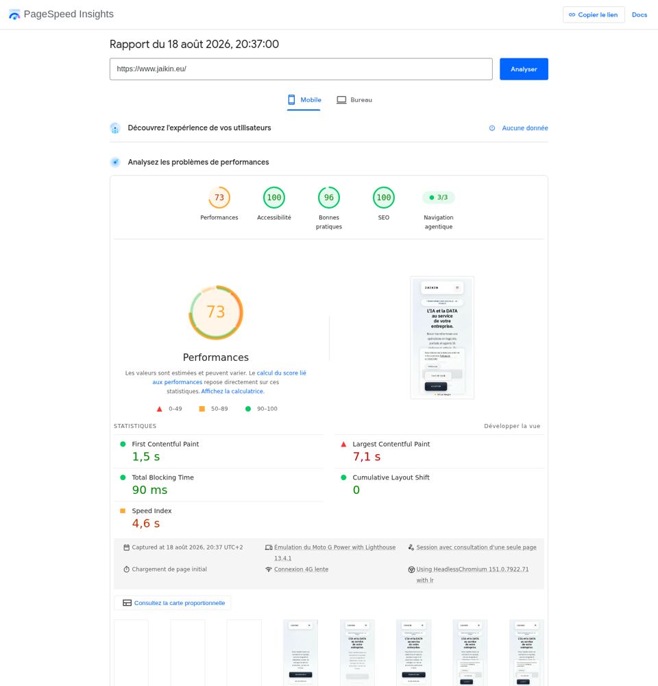PageSpeed Insights capture of 2026-08-18 for JAIKIN