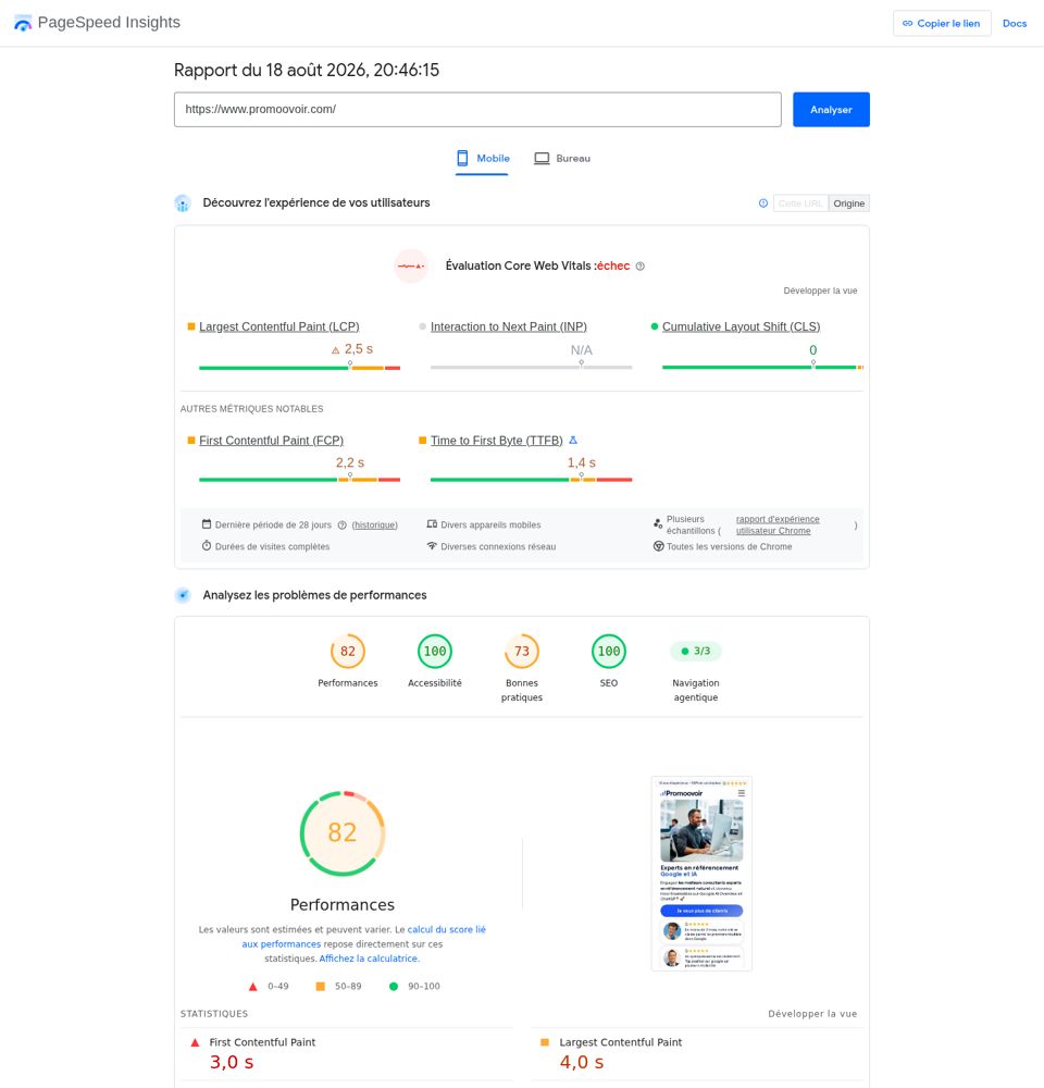 PageSpeed Insights capture of 2026-08-18 for Promoovoir